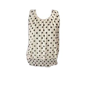 Collective Concepts Cream Color Black Polka Dot Sleeveless Blouse Size L